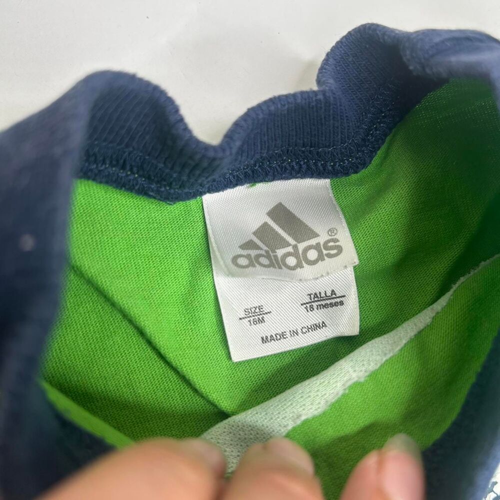 vintage Youth Adidas green and white sports tank top and shorts set 16 months - Picture 3 of 8